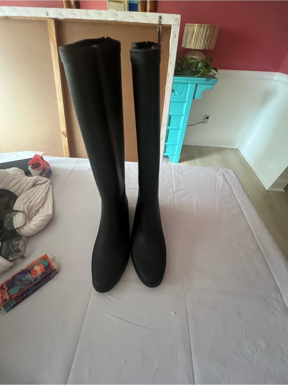 Loeffler Randall Black Over-the-Knee Rain Boots